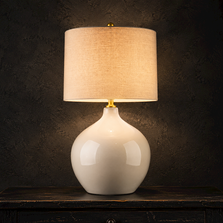 IVORY CRACKLE GLAZED TABLE LAMP 41x43x71cm